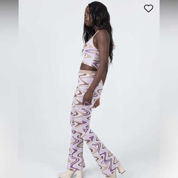 NWOT Princess Polly Zena Knit Flare Pant Halter Top Set in Multi Purple Size M/L - Picture 5 of 12